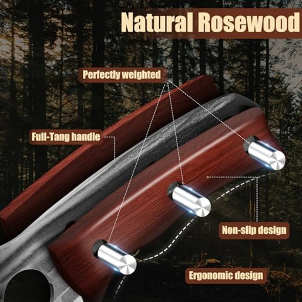 Kitchen Knife Set Hand Forged Chef Knife Set With Full Tang Wood Handle High Carbon Steel Butcher Knife Set For Meat Cutting Cleaver Knife Set For Vegetables Camping Bbq Ideal s