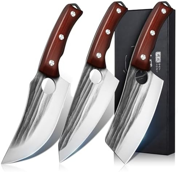 Kitchen Knife Set Hand Forged Chef Knife Set With Full Tang Wood Handle High Carbon Steel Butcher Knife Set For Meat Cutting Cleaver Knife Set For Vegetables Camping Bbq Ideal s Kitchen Knife Set Hand Forged Chef Knife Set With Full Tang Wood Handle High Carbon Steel Butcher Knife Set For Meat Cutting Cleaver Knife Set For Vegetables Camping Bbq Ideal s