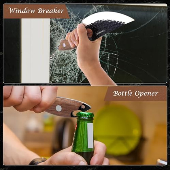 Chef Knife 11.1 Inch With Leather Sheath - Multipurpose Sharp Kitchen Knife Capable Of Opening Beer BottlesJapanese Butcher Knife For HomeOutdoorAnd Camping UseSuitable For Women Men