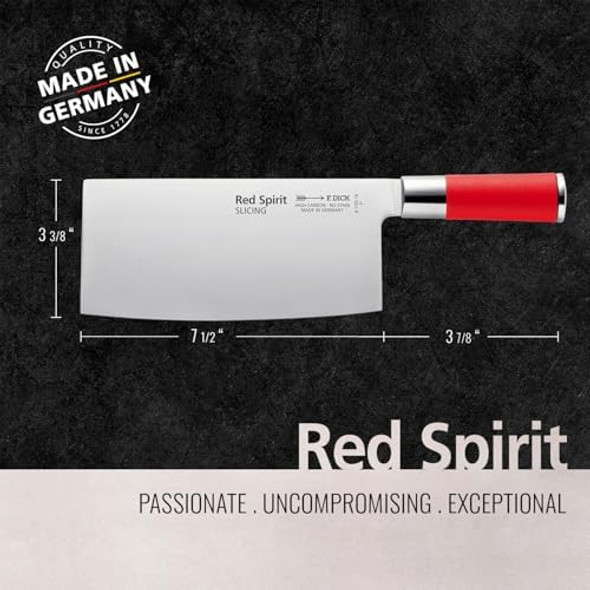 F. Dick - Red Spirit Chin. Chef’S Knife - Steel Cleaver With 7’’ Blade & 56 Hrc - Ideal For Precise Chopping - Ultra Sharp - Nsf - Lightweight And Robust Handle - Durable - Made In Germany F. Dick - Red Spirit Chin. Chef’S Knife - Steel Cleaver With 7’’ Blade & 56 Hrc - Ideal For Precise Chopping - Ultra Sharp - Nsf - Lightweight And Robust Handle - Durable - Made In Germany