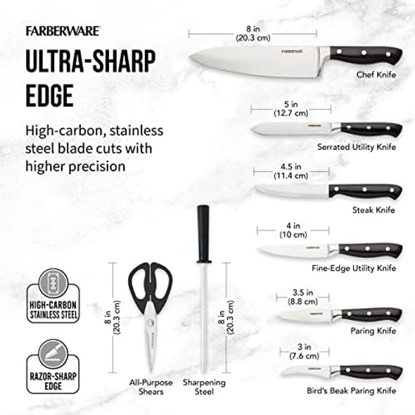 Farberware Forged Triple Riveted Knife Set 12 Piece Black Farberware Forged Triple Riveted Knife Set 12 Piece Black