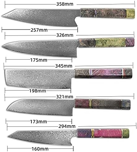 Damascus Chef Knife Stablized Wood Unique Handle Professional 8 Inch Japanese Chefs Kitchen Knife Vg10 67 Layers Damascus Steel Knive With Sheath (Santoku Knife)