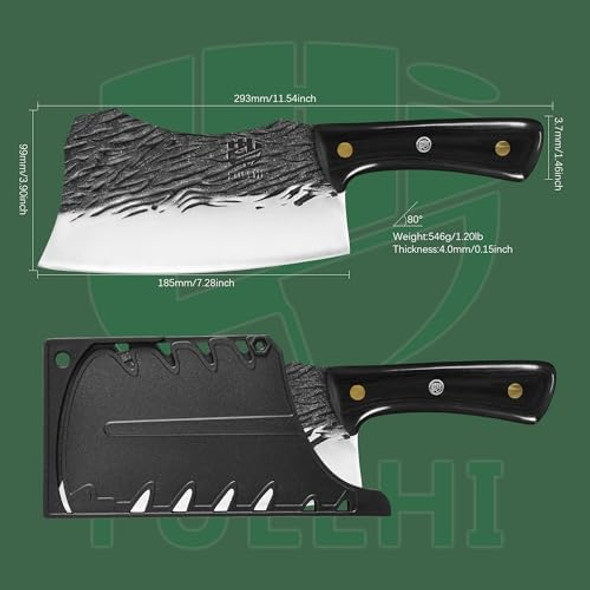 Fullhi Butcher Knife Hand Forged Heavy Meat Cleaver Bbq Chef Knife With Sheaths With Kitchen Shears Fullhi Butcher Knife Hand Forged Heavy Meat Cleaver Bbq Chef Knife With Sheaths With Kitchen Shears