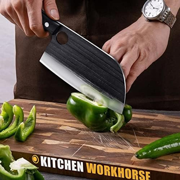 7 Inch Hand Forged Serbian Chef Knife Full Tang Butcher Knife Meat Cleaver Chopper Knife Professional Kitchen Knife With Box Leather Sheath For Outdoor Camping Bbq Hunting Fishing