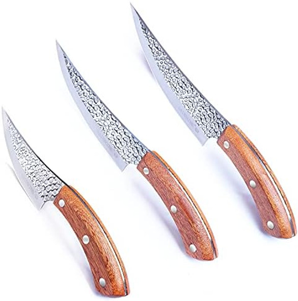 Handmade Stainless Steel Boning Knife Kitchen Forged Chinese Vegetable Knives Fishing Knife Meat Cleaver Outdoor Cutter Butcher Knife Sharp A-Viking Knife Camping Bbq (5 Inch)