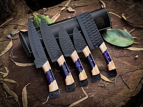 Gladius Crafts'' Premium Handcrafted Stainless Steel Culinary Collection – Meticulously Crafted Chef’S Knives Set With Sturdy Wooden Handle A Full Tang Blade With A Leather Roll-Up Storage Case