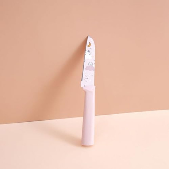 Kitchen Knife Set With Block 7 Pieces Cute Kitchen Knife Set With Scissors And Sharpener Non-Stick Stainless Steel Sharp Kitchen Knife Block Set (Pink)