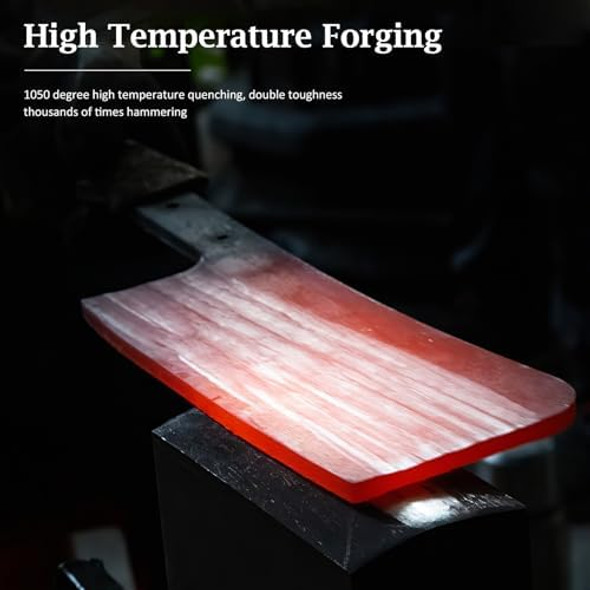 Cleaver Knife 7 Inch Razor Sharp High Carbon Powder Steel Meat Cleaver & 8 Inch Chef Knife Ultra Sharp High Carbon Powder Steel Kitchen Knife & Magnetic Knife Block 14 X 10 Inches