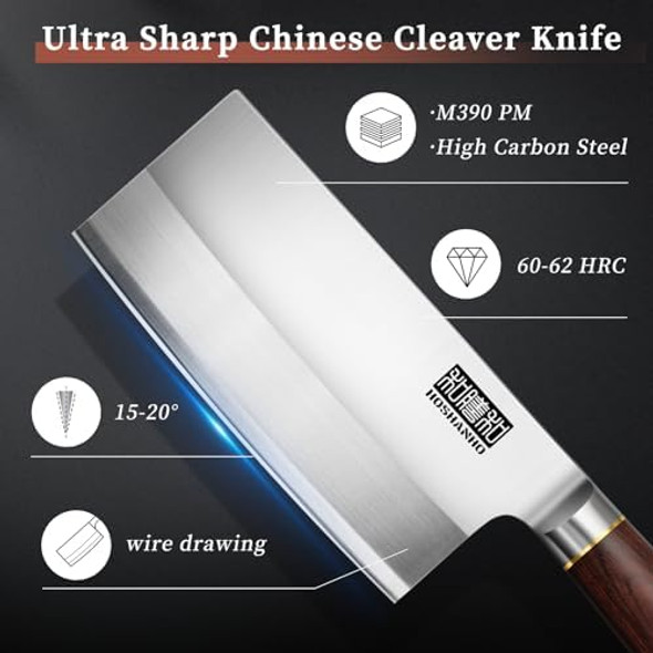 Ultra Sharp Cleaver Knife And Damascus Santoku Knife 7 Inch Kitchen Knife For Home And Restaurant