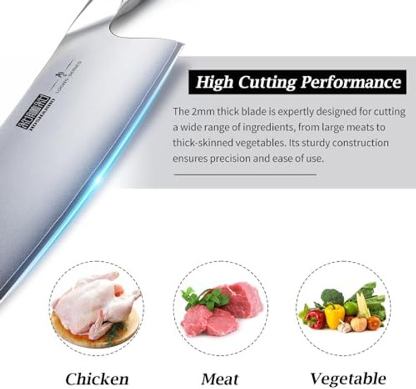 Ultra Sharp Japanese High Carbon Steel Vegetable Meat Cleaver & High-Class Chef'S Knife 8 Inch Professional Cooking Knife