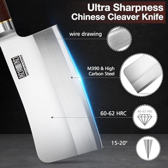 Meat Cleaver Knife For Meat Cutting And Damascus Fillet Knife 7 Inch Kitchen Knife With Ergonomic Handle