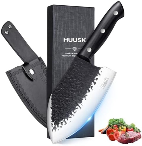Huusk Meat Cleaver For Kitchen & 8” Chef Knife Huusk Meat Cleaver For Kitchen & 8” Chef Knife