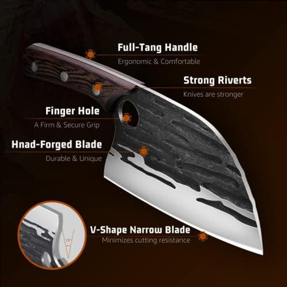 Huusk d Serbian Chef Knife Bundle Small Meat Cleaver Knife With Leather Sheath And Box