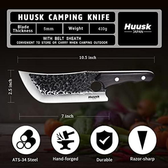 Huusk d Viking Knives Hand Forged Boning Knife Bundle With Hand Forged Butcher Knife For Meat Cutting