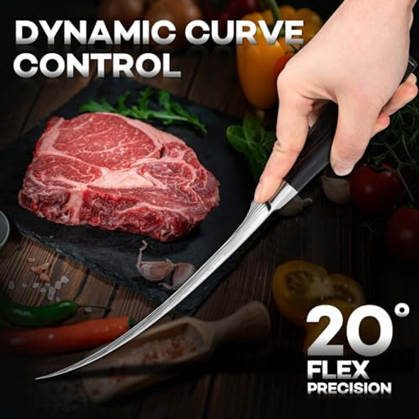 Huusk Filet Knife For Fish - 7 Inch Fish Fillet Knife Bundle With 4Pcs Butcher Knife SetFlexible Boning Knives For Meat Cutting Professional Japanese Fishing Knives For Meat Poultry Cutting