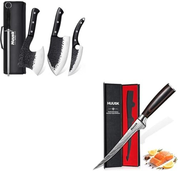 Huusk Filet Knife For Fish - 7 Inch Fish Fillet Knife Bundle With 4Pcs Butcher Knife SetFlexible Boning Knives For Meat Cutting Professional Japanese Fishing Knives For Meat Poultry Cutting Huusk Filet Knife For Fish - 7 Inch Fish Fillet Knife Bundle With 4Pcs Butcher Knife SetFlexible Boning Knives For Meat Cutting Professional Japanese Fishing Knives For Meat Poultry Cutting