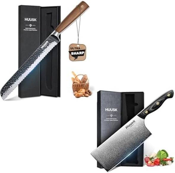 Huusk Serrated Bread Knife 8 Inch Damascus Cleaver Knife 7 Inch Apanese Bread Cutting Knife Itchen Knife With Wood Handle For Chopper Vegetables With Box For Mom Dad Huusk Serrated Bread Knife 8 Inch Damascus Cleaver Knife 7 Inch Apanese Bread Cutting Knife Itchen Knife With Wood Handle For Chopper Vegetables With Box For Mom Dad
