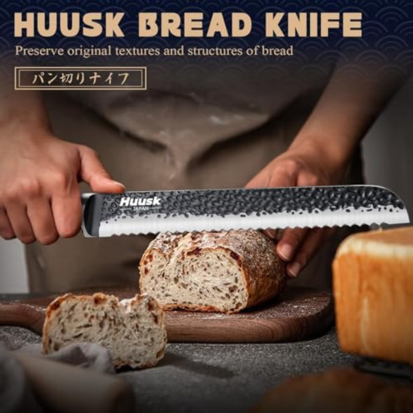 Huusk Serrated Bread Knife 8 Inch Damascus Cleaver Knife 7 Inch Apanese Bread Cutting Knife Itchen Knife With Wood Handle For Chopper Vegetables With Box For Mom Dad Huusk Serrated Bread Knife 8 Inch Damascus Cleaver Knife 7 Inch Apanese Bread Cutting Knife Itchen Knife With Wood Handle For Chopper Vegetables With Box For Mom Dad