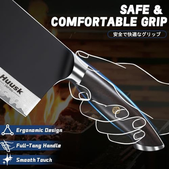 Huusk Butcher Knife For Meat Cutting 7.5 Inch Meat Cleaver Knife With Sheath Hand Forged Chopping Knife With Full Tang Handle Full Tang Chef Knife With Damascus Texture For Men