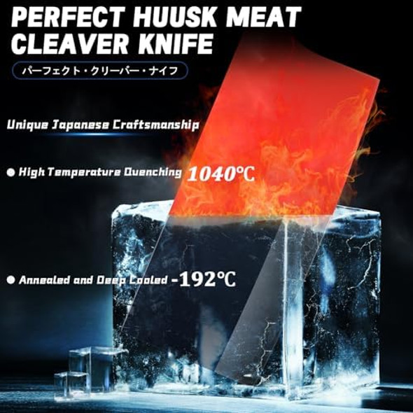 Huusk Viking Knife With Sheath Hand Forged Butcher Knife 7.5 Inch Meat Cleaver High Carbon Steel Cleaver For Camping Outdoor Bbq