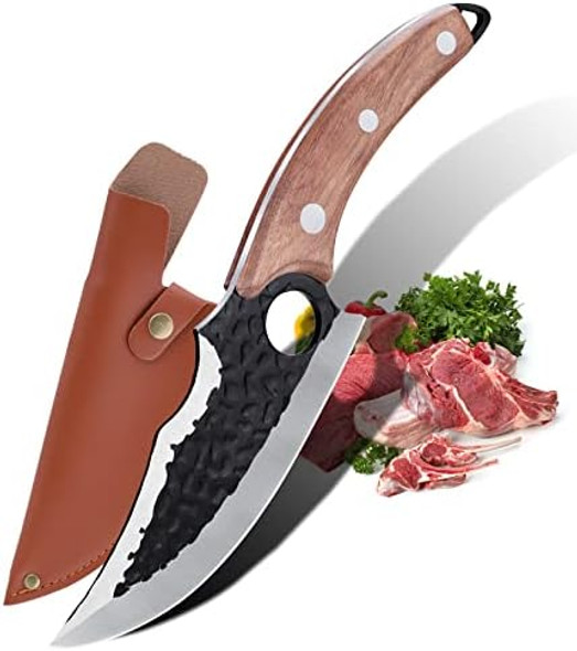 Hand Forged Chef Knife6 Inch Viking Knife Butcher Boning Knife With Leather SheathHandmade Japanese Steel Kitchen KnifeMeat Vegetable Cutting KnifeCaveman Knife For Camping&Outdoor Hand Forged Chef Knife6 Inch Viking Knife Butcher Boning Knife With Leather SheathHandmade Japanese Steel Kitchen KnifeMeat Vegetable Cutting KnifeCaveman Knife For Camping&Outdoor
