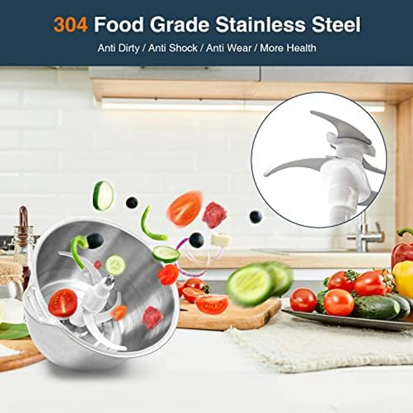 Joyami Electric Food Processor With 2 Bowls Food Chopper Vegetable Meat Grinder Stainless Steel Blades 2 Speed