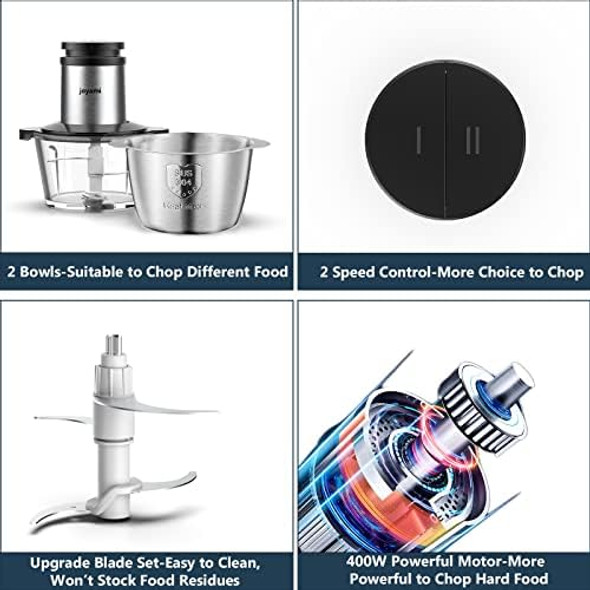 Joyami Electric Food Processor With 2 Bowls Food Chopper Vegetable Meat Grinder Stainless Steel Blades 2 Speed Joyami Electric Food Processor With 2 Bowls Food Chopper Vegetable Meat Grinder Stainless Steel Blades 2 Speed