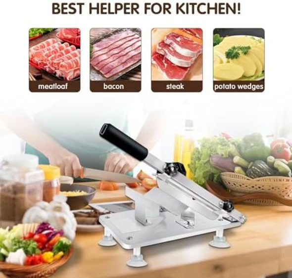 Manual Frozen Meat Slicer Meat Cutter d Stainless Steel Meat Cleavers Beef Mutton Roll Slicing Machine Vegetable Meat Slicer For Home Cooking Hotpot Shabu#011