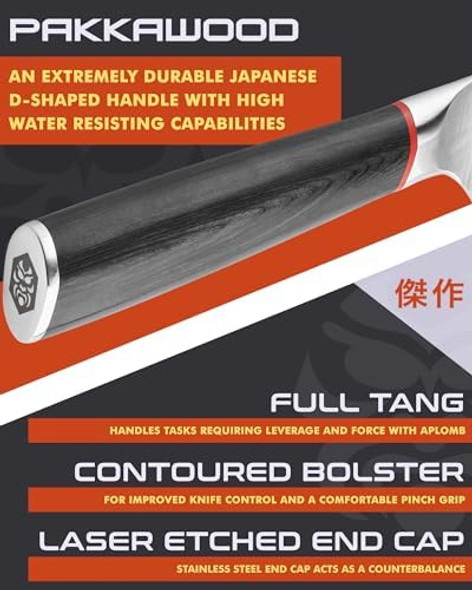 Kessaku Meat Cleaver Butcher Knife - 7 Inch - Spectre Series - Heavy Duty - Razor Sharp - Forged Japanese Aus-8 High Carbon Stainless Steel - Spanish Pakkawood Handle With Blade Guard
