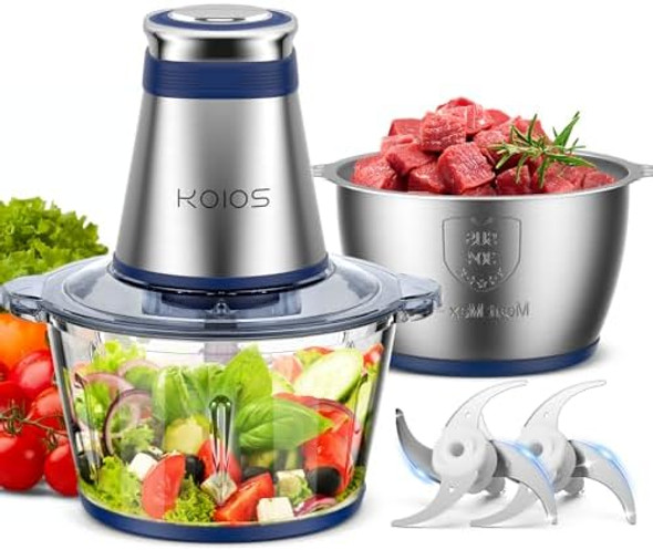 Koios Food Processor 500W Electric Food Chopper With 2 Bowls (8 Cup+8 Cup) & 2 Bi-Level Blades& Small Electric Grinder Meat Processor For Nuts Meat Onion Garlic Baby Food Blue Koios Food Processor 500W Electric Food Chopper With 2 Bowls (8 Cup+8 Cup) & 2 Bi-Level Blades& Small Electric Grinder Meat Processor For Nuts Meat Onion Garlic Baby Food Blue
