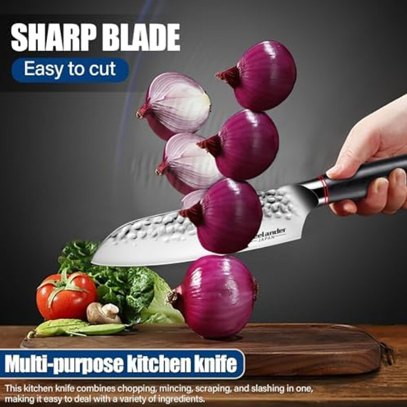 lander 7 Inch Chef Knife Sharp Japanese Santoku Knife High Carbon Stainless Steel Kitchen Knife Professional Cooking Knife For Home And Kitchen With Ergonomic Handle - Box Included