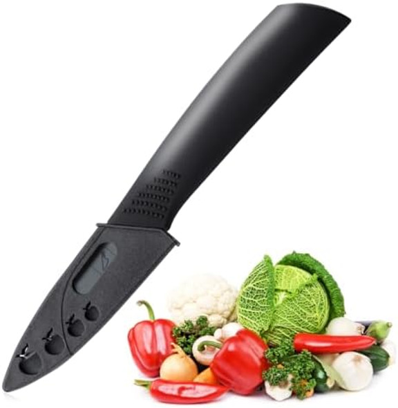 Leize Paring Knife 4.6-Inch Pro Kitchen Knife High Carbon Stainless Steel Fruit/Vegetable Carving Knife with Wooden Ergonomic Handle (Ceramics Black)