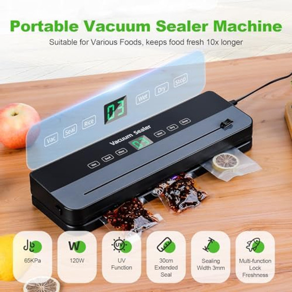 Liarty Vacuum Sealer Machine 65Kpa 7-In-1 Compact Portable Food Sealer With Built-In Cutter 10 Bags Dry&Wet Modes Ideal For Kitchen Restaurant Home Use Liarty Vacuum Sealer Machine 65Kpa 7-In-1 Compact Portable Food Sealer With Built-In Cutter 10 Bags Dry&Wet Modes Ideal For Kitchen Restaurant Home Use