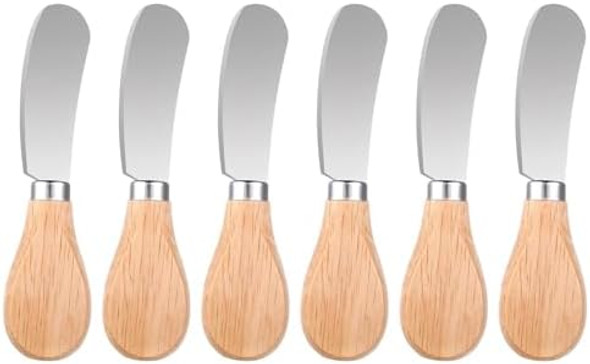 6 Pcs Wooden Handle Butter Spreader Knives Set – Stainless Steel Cheese Spreader For Charcuterie Board Cheese Knife Set For Butter Jam Pastry Cocktail Knives And Kitchen Accessories 6 Pcs Wooden Handle Butter Spreader Knives Set – Stainless Steel Cheese Spreader For Charcuterie Board Cheese Knife Set For Butter Jam Pastry Cocktail Knives And Kitchen Accessories