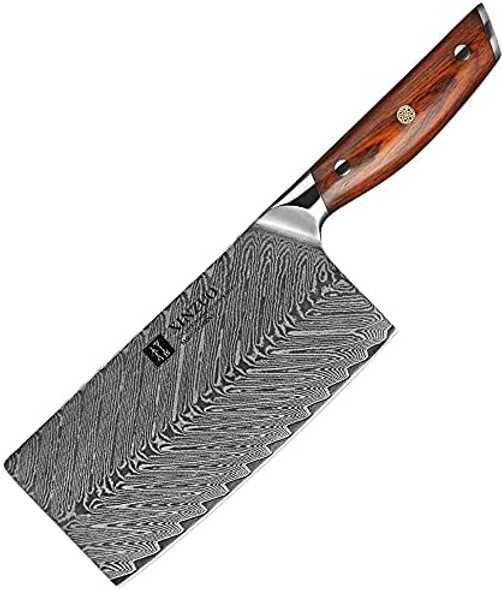 7 Inch Super Sharp Damascus Steel Professional Butcher Cleavers Meat Knife For Bone Chopper Restaurant Knife With Ergonomic Rosewood Handle. By Mss 7 Inch Super Sharp Damascus Steel Professional Butcher Cleavers Meat Knife For Bone Chopper Restaurant Knife With Ergonomic Rosewood Handle. By Mss