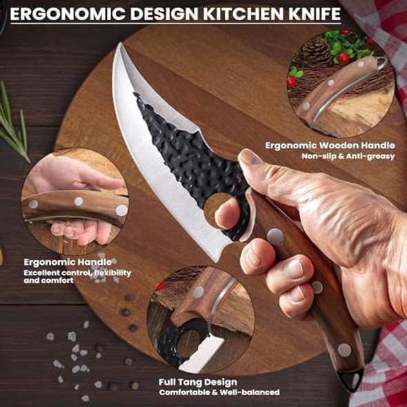 Mdhand Chef Knife - Hand Forged Butcher Knives With Sheath & Box High Carbon Steel Viking Knives Meat Cutting Knife For Kitchen Japanese Chef Knives For Camping Outdoor Bbq s For Men