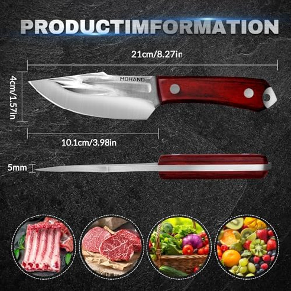 Mdhand Chef Knife - 8.5 Inch Hand Forged Boning Knife With Sheath High Carbon Steel Knives For Men Meat Cutting Knife For Kitchen Japanese Butcher Knives For Camping Outdoor Bbq s For Men Mdhand Chef Knife - 8.5 Inch Hand Forged Boning Knife With Sheath High Carbon Steel Knives For Men Meat Cutting Knife For Kitchen Japanese Butcher Knives For Camping Outdoor Bbq s For Men