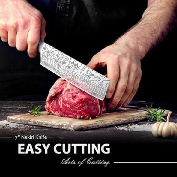 7"Nakiri KnifeKitchen Knife With Finger GuardHigh Carbon Stainless Steel En1.4116 Vegetable Knife Multipurpose Meat Vegetable Kitchen Knife For Home And Kitchen