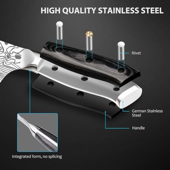 7"Nakiri KnifeKitchen Knife With Finger GuardHigh Carbon Stainless Steel En1.4116 Vegetable Knife Multipurpose Meat Vegetable Kitchen Knife For Home And Kitchen