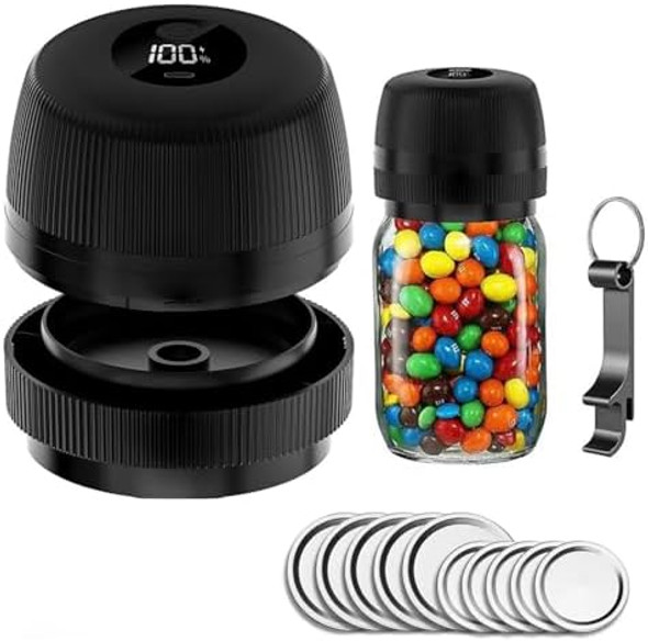 Electric Mason Jar Vacuum Sealer Kit For Wide & Regular Mouth Jars - Automatic Food Saver Machine Portable & Airtight For Dry Canning Fresh Produce Storage Kitchen & Camping Use Electric Mason Jar Vacuum Sealer Kit For Wide & Regular Mouth Jars - Automatic Food Saver Machine Portable & Airtight For Dry Canning Fresh Produce Storage Kitchen & Camping Use