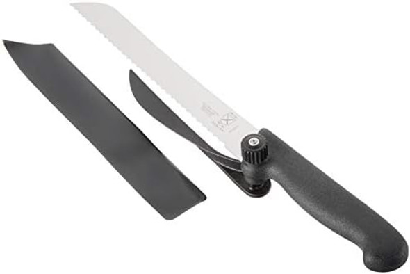 Mercer Culinary Mercerslice Right Handed Serrated Knife With Adjustable Slicing Guide Black 8-1/4 Inch
