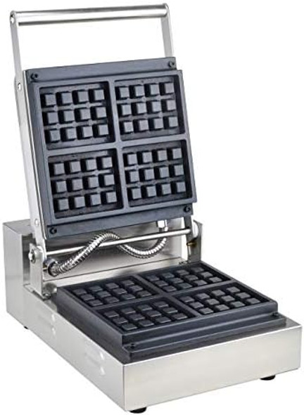 Waffle Maker Machine Rectangle Commercial Electric Nonstick Deep Waffle 4 Pcs Iron With Temperature And Time Control And Stainless Steel 110V For Home Kitchen Parties Use