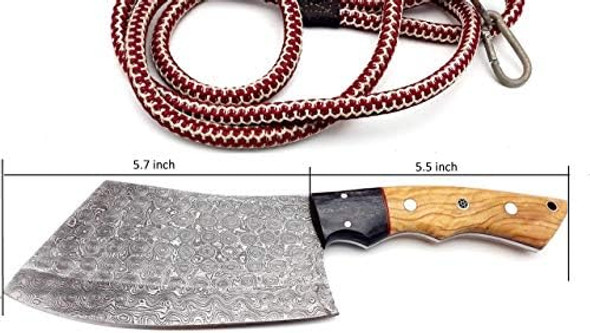Ck-58 Full Tang Butcher Knife Handmade Forged Kitchen Chef Knife 256 Damascus Steel Layers Chef Cleaver With Leather Sheath 11 Inches