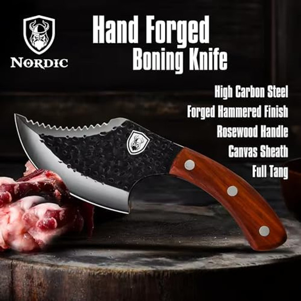 Nordic Forged Viking Butcher Boning Knife With Canvas Sheath. Forged Chef Butcher Full Tang Boning Knife For Outdoor Cooking Bbq Deboning Fishing Or Camping. Nordic Forged Viking Butcher Boning Knife With Canvas Sheath. Forged Chef Butcher Full Tang Boning Knife For Outdoor Cooking Bbq Deboning Fishing Or Camping.