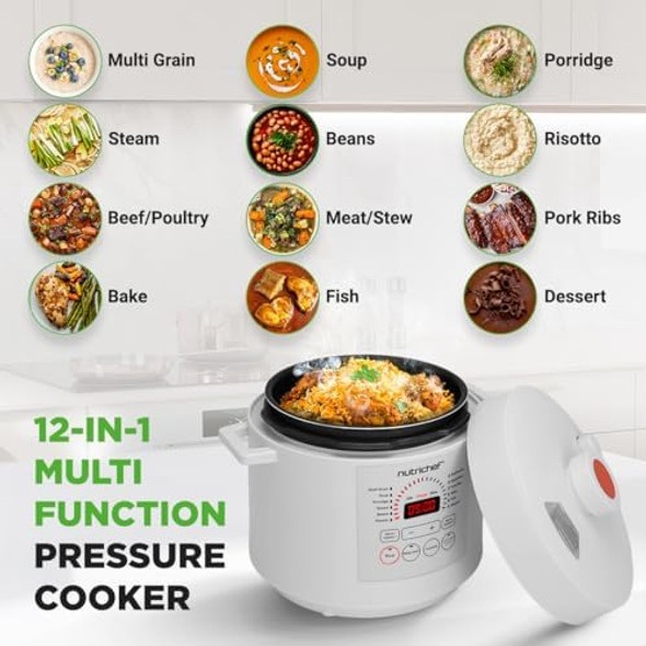 Nutrichef Electric Pressure Cooker 6 Quart Capacity 9 Function Digital Countertop Pressure Cooker Adjustable Time & Temperature Cook Bake Steam & Braise 13.1 X 11.4 In Black Nutrichef Electric Pressure Cooker 6 Quart Capacity 9 Function Digital Countertop Pressure Cooker Adjustable Time & Temperature Cook Bake Steam & Braise 13.1 X 11.4 In Black