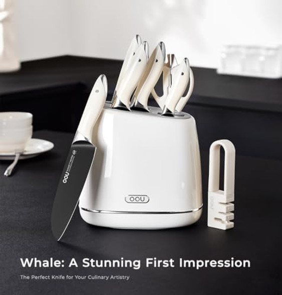 Oou Premium Chinese Knife Set High-Carbon 1.4116 German Steel Cleavers With Ergonomic Handles For Meat Bones & Vegetables Razor Sharp Knife Set With Block For Chinese Cuisine