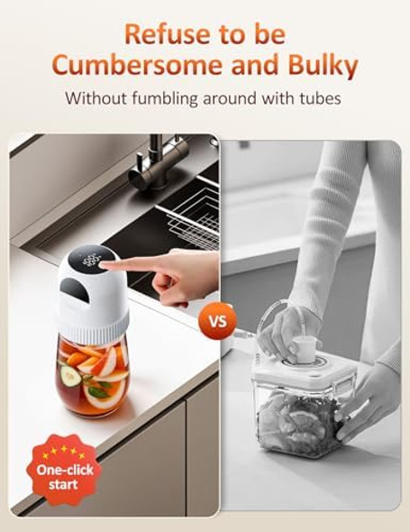 Electric Mason Jar Vacuum Sealer Kit - 3 In 1 Automatic Vacuum Sealer For Wide & Regular Mouth Mason Jars Vacuum Bags Rechargeable Portable Vacuum Sealer For Jars For Food Storage