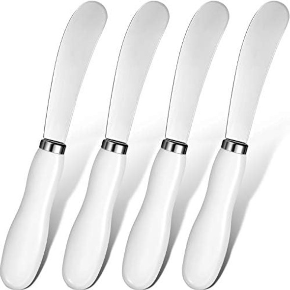 Cheese Spreader Cheese Butter Knife Stainless Steel Knife With White Porcelain Handles Multipurpose Butter Knives For Kitchen Use 5.74 Inch(4 Pieces) Cheese Spreader Cheese Butter Knife Stainless Steel Knife With White Porcelain Handles Multipurpose Butter Knives For Kitchen Use 5.74 Inch(4 Pieces)