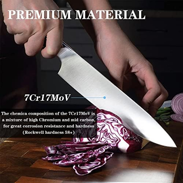 Paudin Chef Knife 8 Inch Professional Kitchen Knife 7Cr17Mov German Stainless Steel Forged Chefs Knife With Ergonomic G10 Handle Classic Chef'S Knife Meat Knife With Box