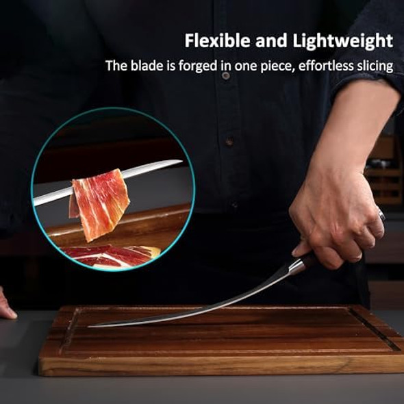 Paudin Carving Knife 10 Inch Professional Ham Slicing Knife With Sheath High Carbon Stainless Steel Meat Cutting Knifes Spanish Style Sharp Slicer Knives With Ergonomic Pakkawood Handle Box